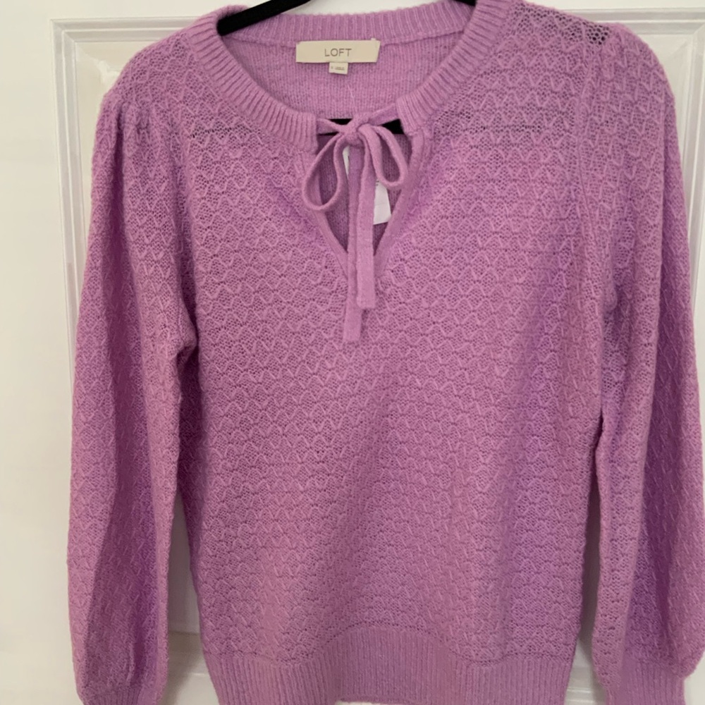 LOFT Lavender Knit Sweater - Picture 1 of 16